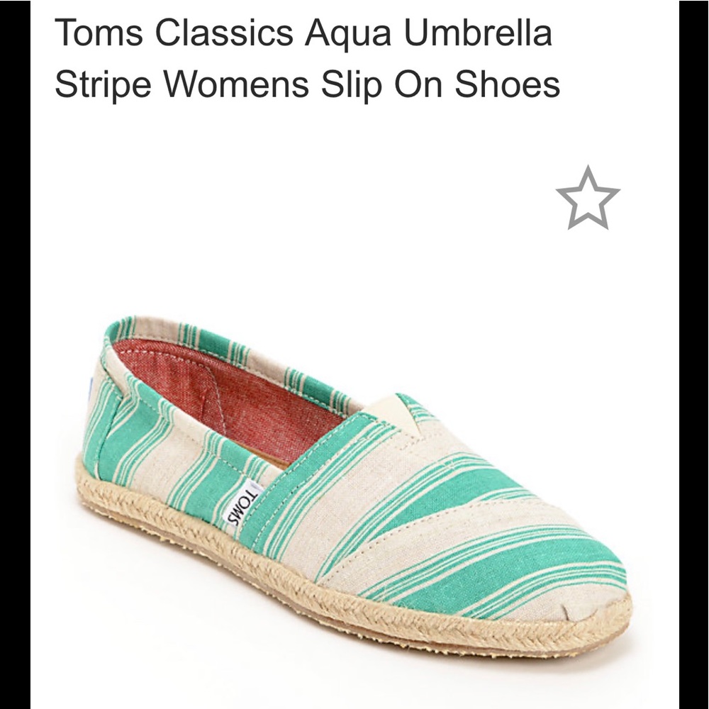 TOMS Aqua Umbrella stripe slip-on, W7